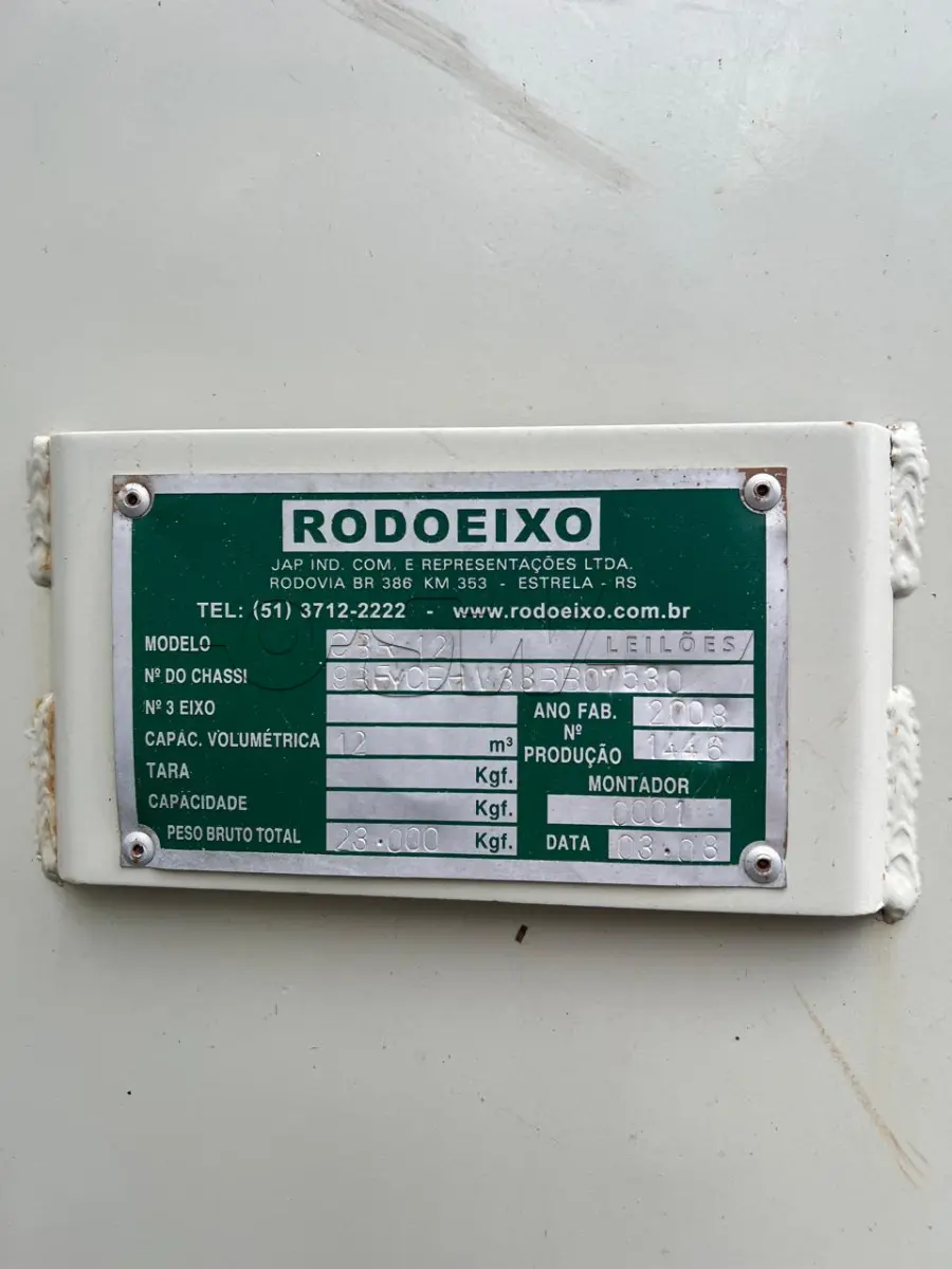 LOTE 016 - Caminhão FORD/CARGO 2422 E, Placa IOP8339, ano/mod. 2008, cor branca